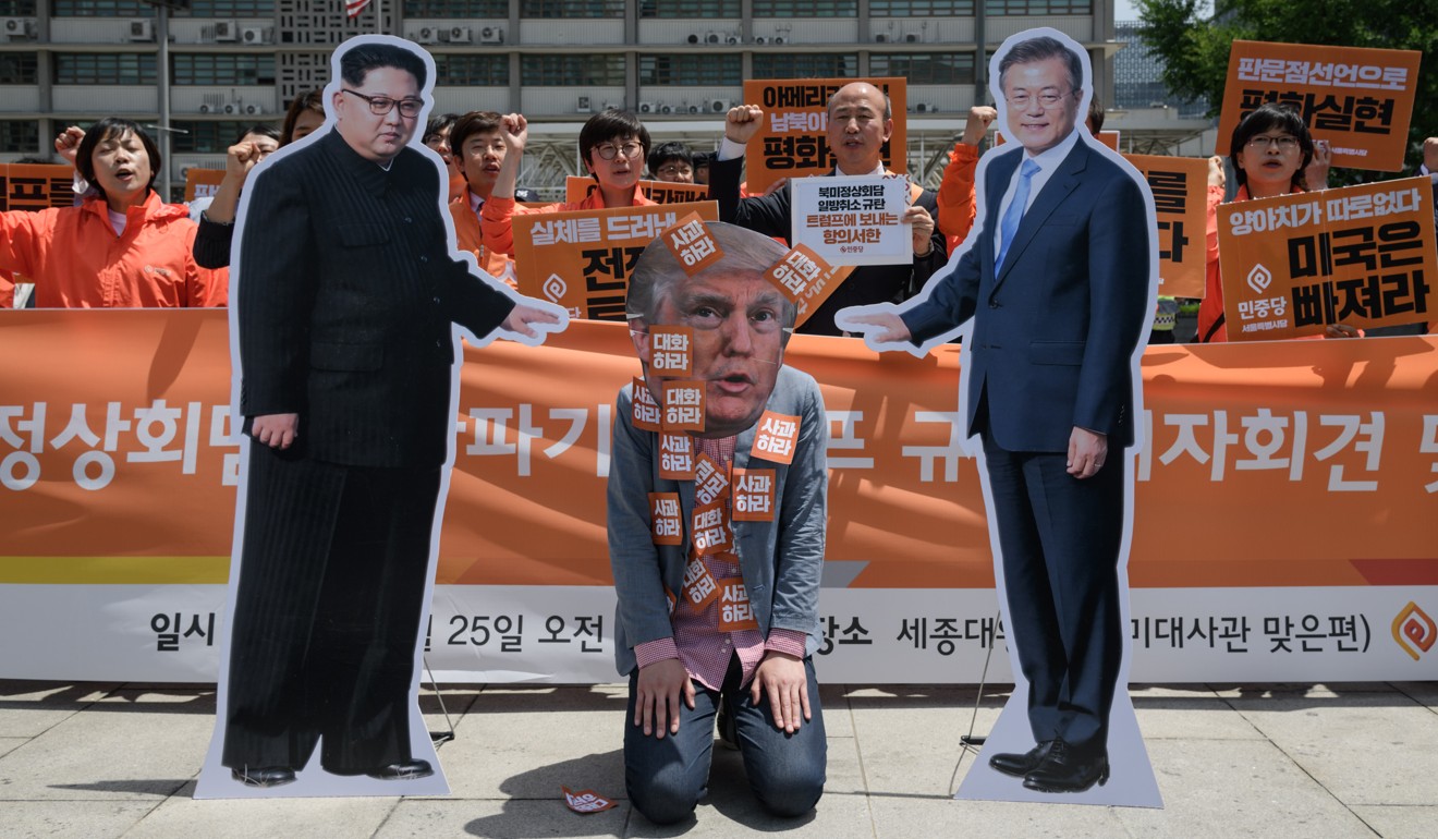 Demonstrators rally in Seoul to call for more dialogue between North Korea, South Korea and the United States. Photo: AFP